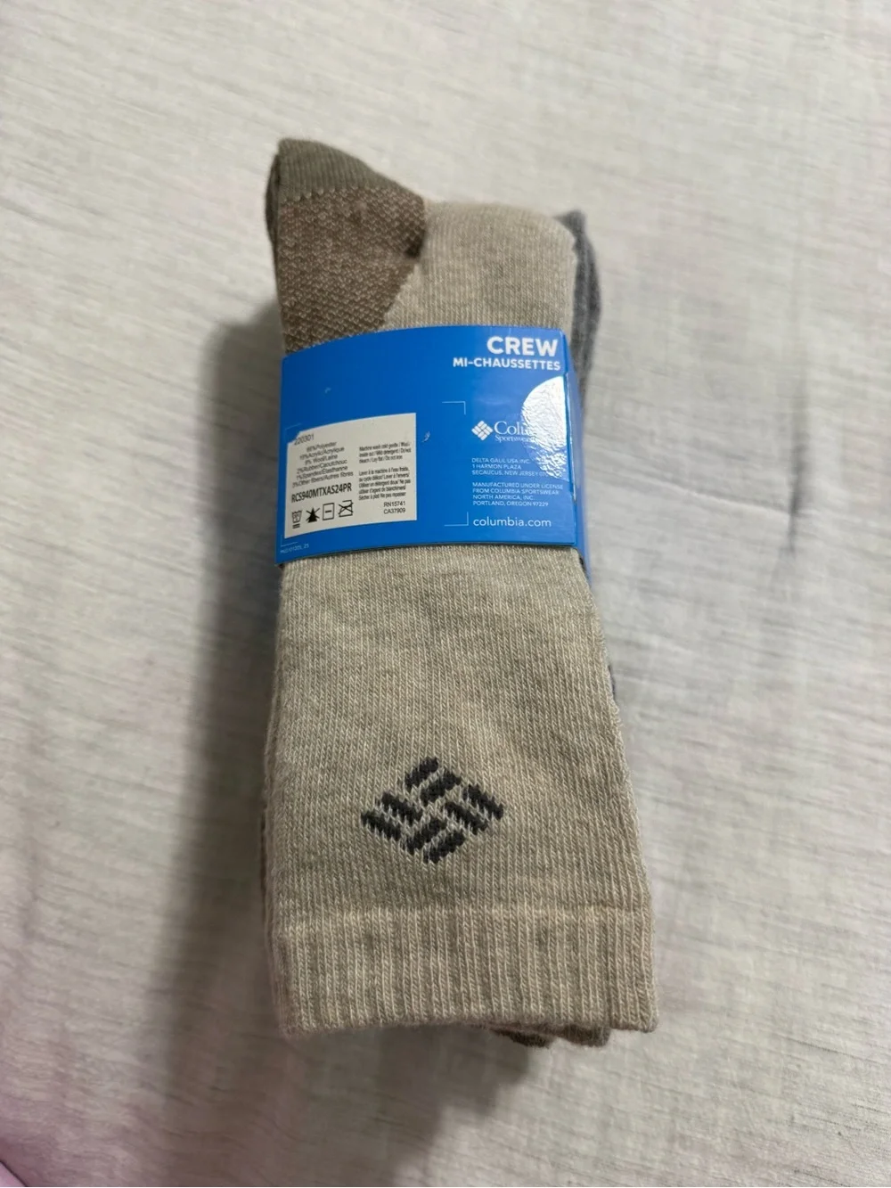 Columbia Men’s Wool Blend Crew Socks - Navy & Gray (4-Pack)